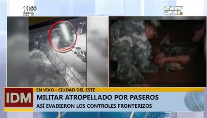 Militar es arrollado por paseros en el este del país