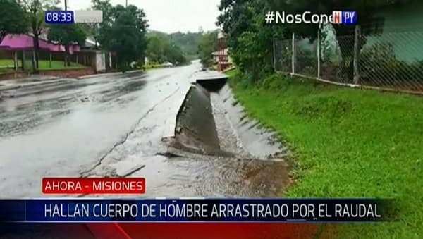 Hallan cuerpo de hombre que fue arrastrado por raudal en Misiones