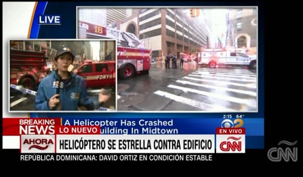 Helicóptero se estrella contra edificio en New York