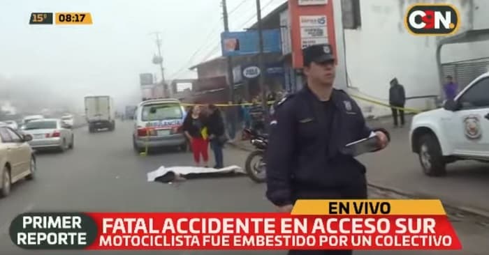 Motociclista muere tras ser embestido por un colectivo en Tres Bocas