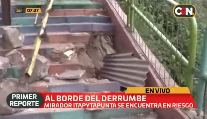 Clausuran mirador de Ita Pytã Punta por peligro de derrumbe