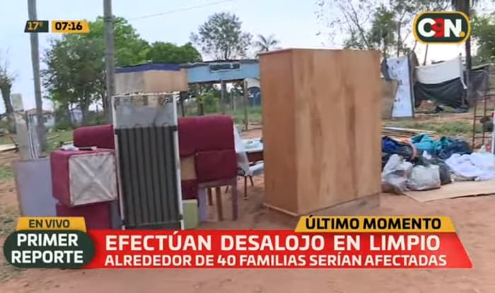 Desalojan a 40 familias de propiedad privada en Limpio