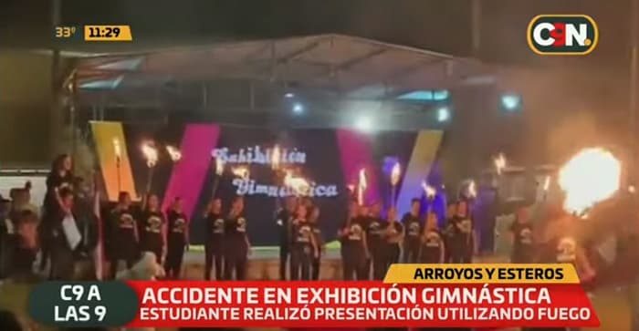 Alumno sufre quemaduras en exhibición de gimnasia