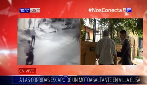 Adulto mayor huye a pie de motochorros