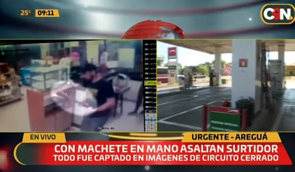 Delincuente asalta con machete estación de servicios