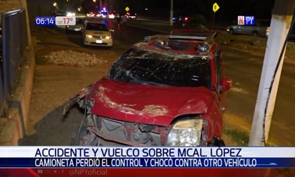 Alta velocidad causa aparatoso choque en San Lorenzo