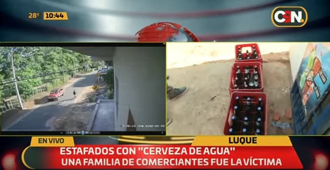 Estafan a comerciante con agua en vez de cerveza