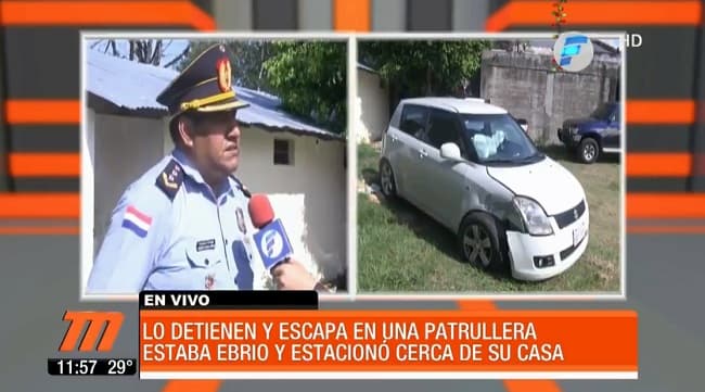 Ebrio escapa en patrullera luego de accidente