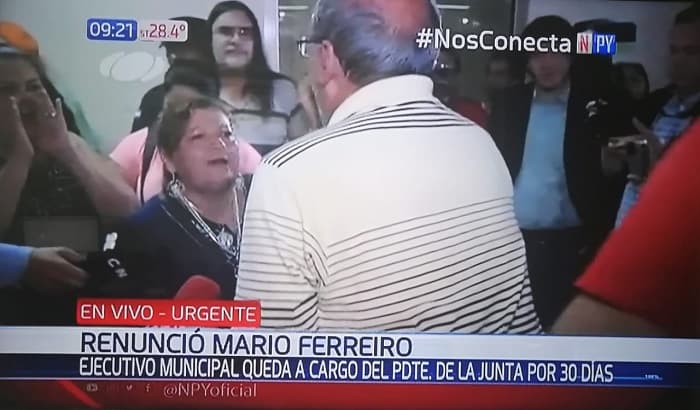 Incidentes en sede de la Municipalidad ante renuncia de Ferreiro