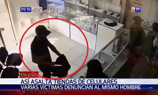 Solitario delincuente roba celulares por valor de G. 83 millones