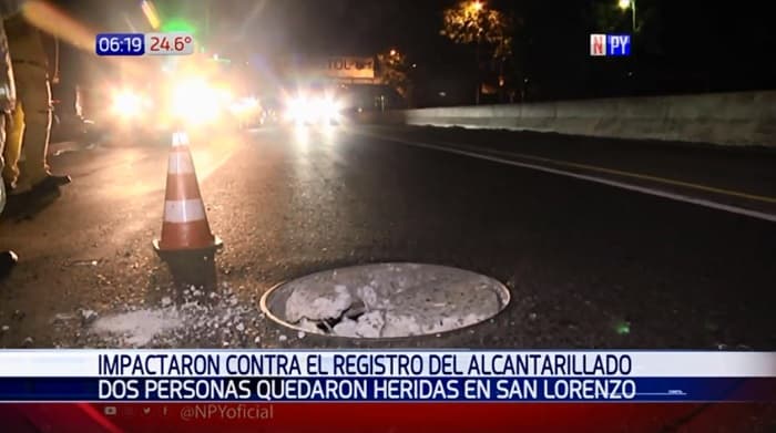 Registro sin tapa provoca accidente frente al campus de la UNA