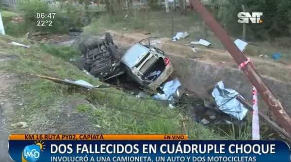 Dos fallecidos en choque múltiple en Capiatá