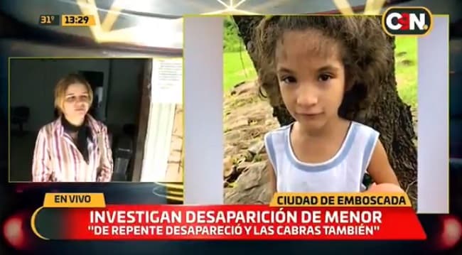 Investigan desaparición de niña de 7 años en Emboscada