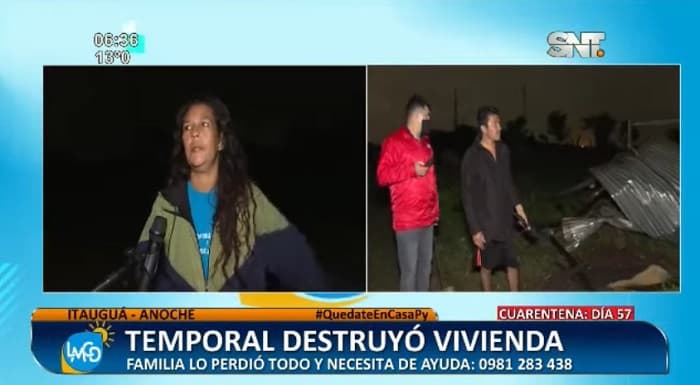 Temporal destroza una vivienda en Itauguá