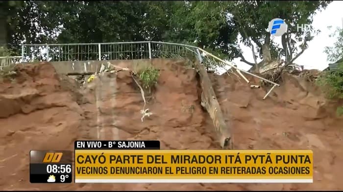 Cae parte del mirador Itá Pyta Punta ante “inacción”