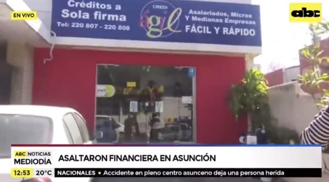 Asaltan financiera ubicada a pocos metros de comisaría en Asunción