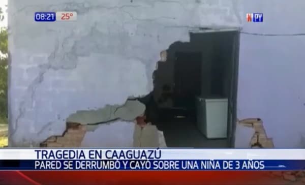 Niña de tres años muere aplastada por pared