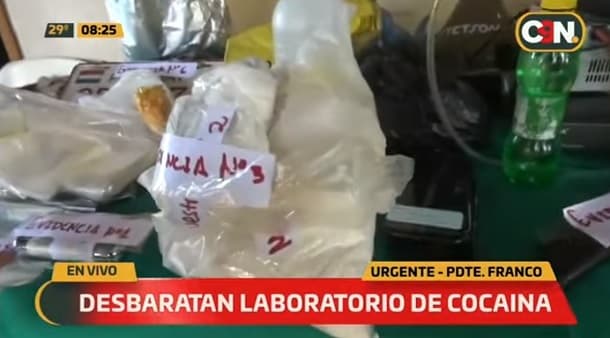 Senad desbarata laboratorio de cocaína en Presidente Franco