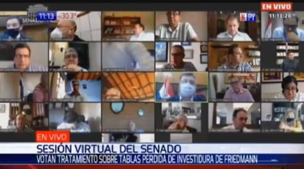 Senadores envían a comisión pedido de pérdida de investidura de Friedmann