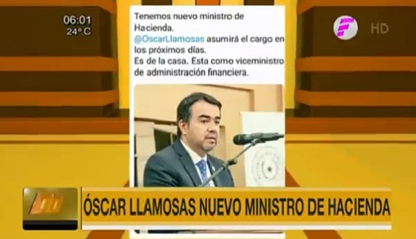 Oscar Llamosas reemplazará a Benigno López en Hacienda