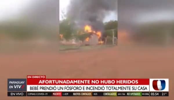 Bebé enciende fósforo y ocasiona incendio de su vivienda
