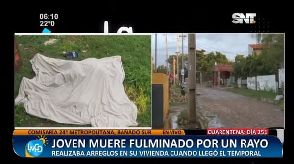 Joven muere fulminado por un rayo durante tormenta
