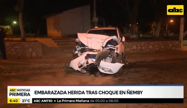Embarazada resultó herida tras choque en Ñemby