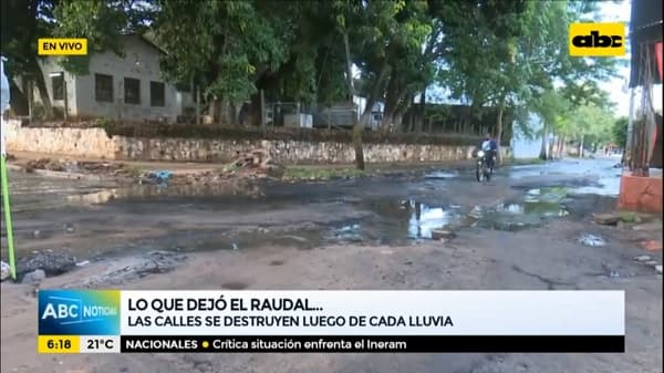 Raudal deja calles destrozadas en Asunción y Lambaré