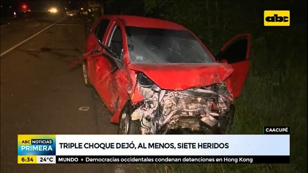 Triple choque en zona de Caacupé deja siete heridos