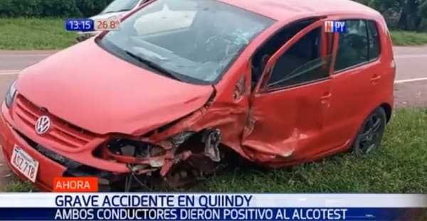 Dos conductores en estado etílico chocan en Quiindy