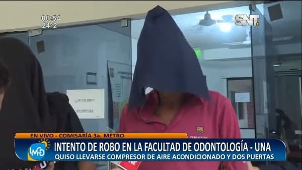 Detienen a un hombre tratando de robar compresor en facultad