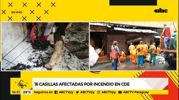 Incendio afecta a 16 casillas del mercado en Ciudad del Este