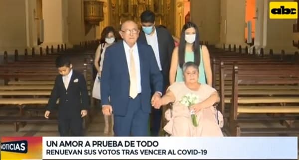 Longeva pareja renueva votos matrimoniales luego de vencer al Covid-19
