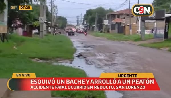 Conductora esquiva bache y arrolla a peatón en San Lorenzo