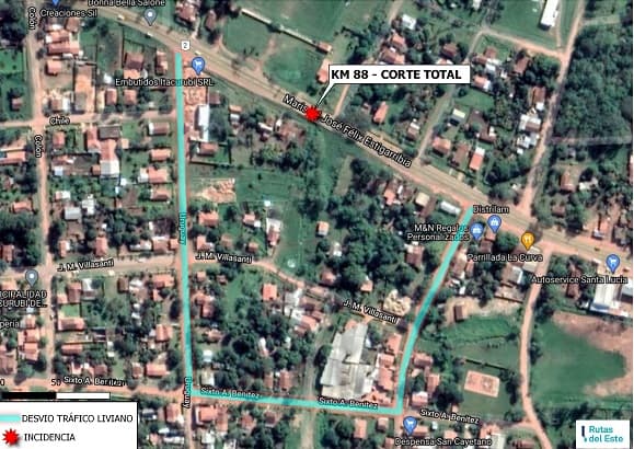 Informan sobre desvíos de la ruta PY02 tras derrumbe de puente