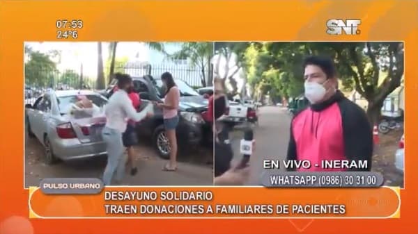 Voluntarios entregan desayuno a familiares de pacientes frente al INERAM