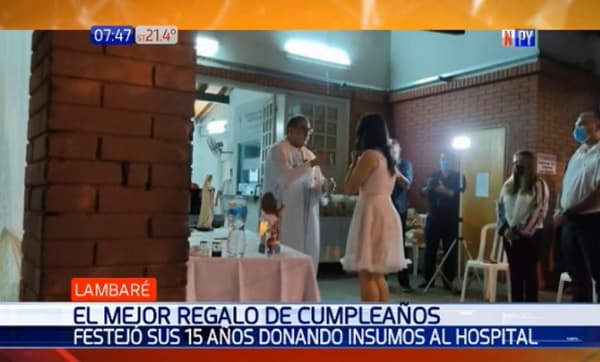 Adolescente celebra sus 15 años donando insumos al hospital de Lambaré