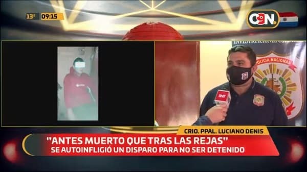 Joven se “pega un tiro” para no ser detenido, según versión policial