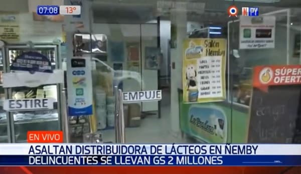 Asaltan distribuidora de lácteos, destruyen cámaras y se llevan dinero