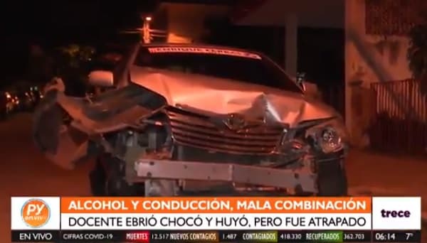 Atrapan a docente ebrio, luego protagonizar accidente y huir