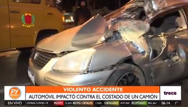 Automovilista impacta contra camión de gran porte en la Transchaco