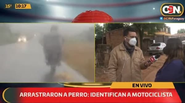 Captan momento en que motociclista arrastra un perro sobre ruta