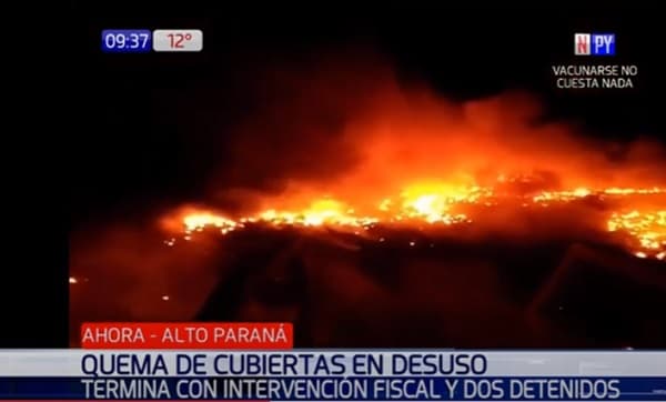 Queman 100 mil cubiertas y terminan arrestados