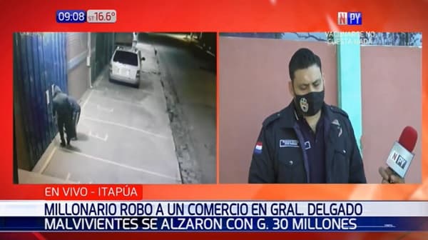 Delincuentes se llevan G. 30 millones de comercio en General Delgado