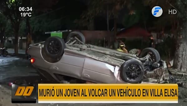 Conductor muere luego de chocar y volcar en Villa Elisa