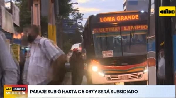 Pasaje sube a más de G. 5.000 y subsidio absorberá diferencia