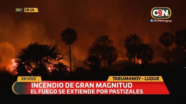 Reportan incendio de gran magnitud en zona de ruta Luque - San Bernardino