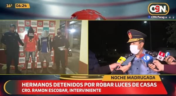 Detienen a dos hermanos por robo de focos en Villa Elisa