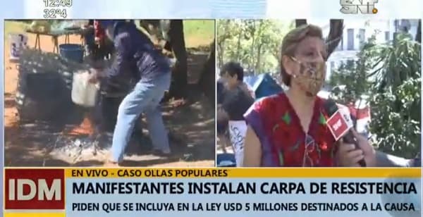 Manifestantes instalan carpa de la resistencia por ollas populares