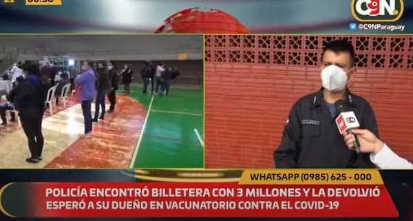 Policía devuelve billetera y la suma de G. 3.000.000